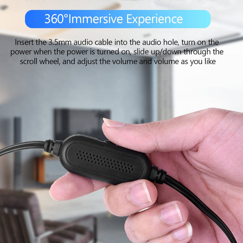 Wendry Computer Speakers,3.5mm Computer Sound Bass Surround Sound Box,USB Powered Portable Soundbar with 3D Stereo Sound and LED Breathing Light