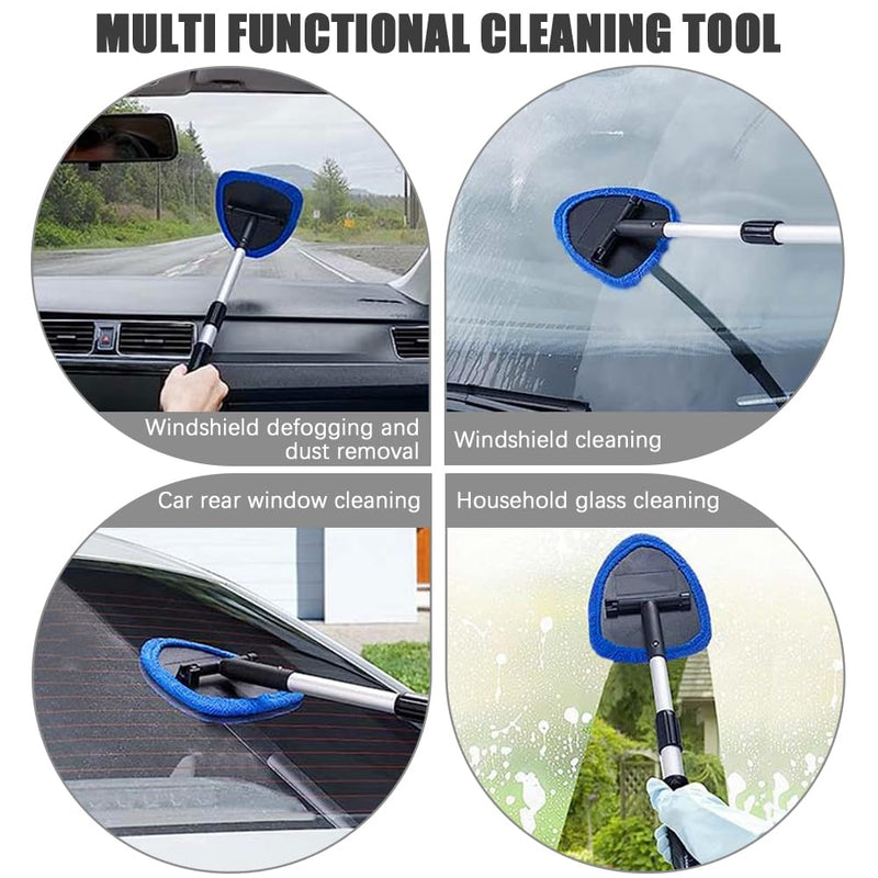 Windshield Inside Cleaner 6PCS,Car Windshield Cleaning Tool,Inside Windshield Cleaner Tool,Car Window Cleaner with Extendable Handle,Car Clean Kit(Blue Triangle) Blue-Triangle One Size