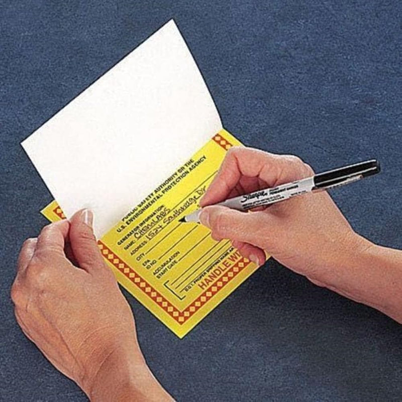 Accuform (California) Hazardous Waste Label Adhesive-Poly Vinyl,Hazardous Waste - State and Federal Law PROHIBITS Improper Disposal...Handle with Care, 6"x6", Red/Black/Yellow (Pack 25), MHZWCAEVP Pack of 25
