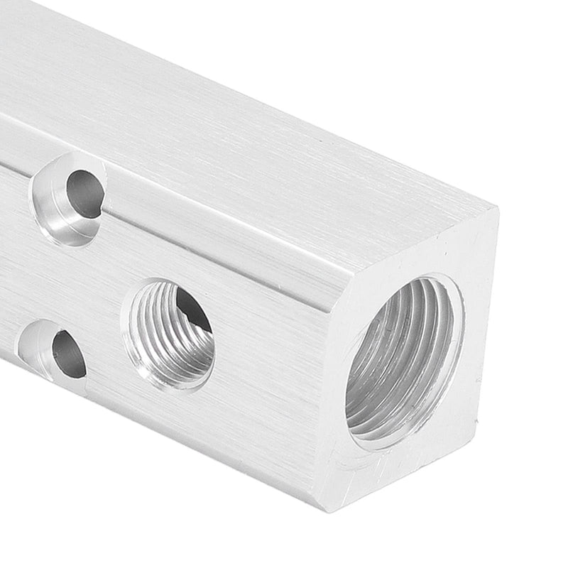 Eujgoov Pneumatic Distribution Block, Air Distribution Block, Aluminum Block, Compressed Air Distributor, Pneumatic Block, G1/2 Input, G1/4 Output, 30 x 30 mm (SY30‑02‑4F)