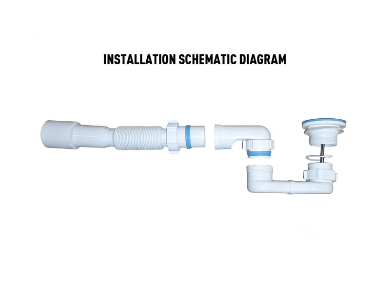 Bath Shower Drain Low Profile p Trap 1 1/2" Bath Flat Trap Kit for Acrylic bathtubs(Waste, Plastic Flexible Pipe + Trap) | Includes flexible plastic pipe and trap; fits acrylic bathtubs; 1-1/2" waste drain; easy DIY installation