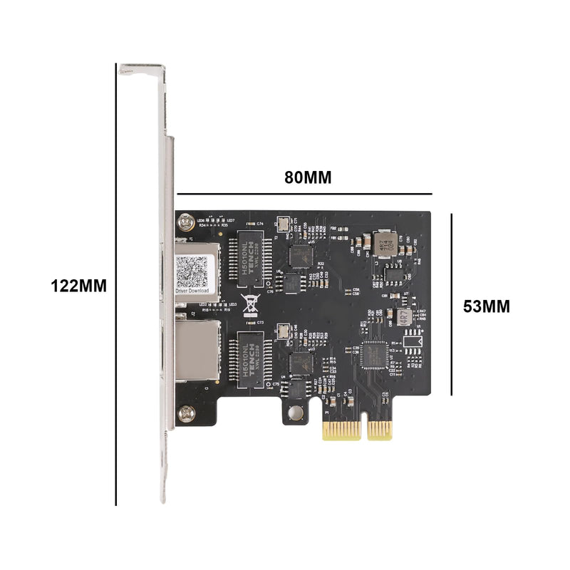2.5Gbase-T PCIE NIC with Realtek RTL8125 Chip, Dual RJ45 Port 2500/1000/100 Mbps Network Adapter, PCIe X1,Ethernet Card for Windows/Windows Server/Linux RTL8125B (2 x RJ45)