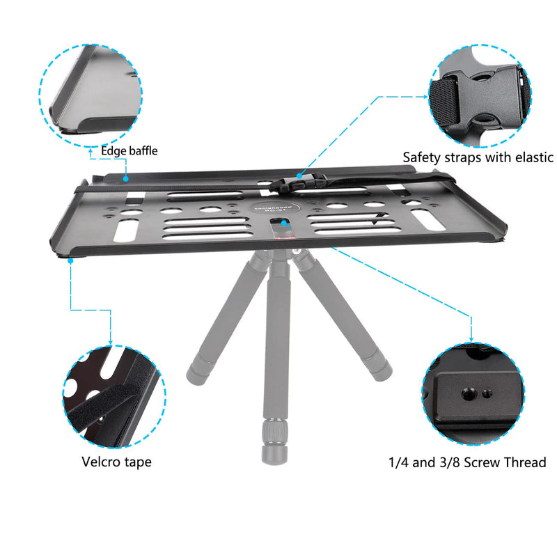 koolehaoda Laptop Notebook Pallet Projector Tray Holder with Arca-Swiss Interface for 1/4" to 3/8" Screw Tripod Stand Ballhead Mount, 22 lbs Capacity with Vented Cooling Platform Stand