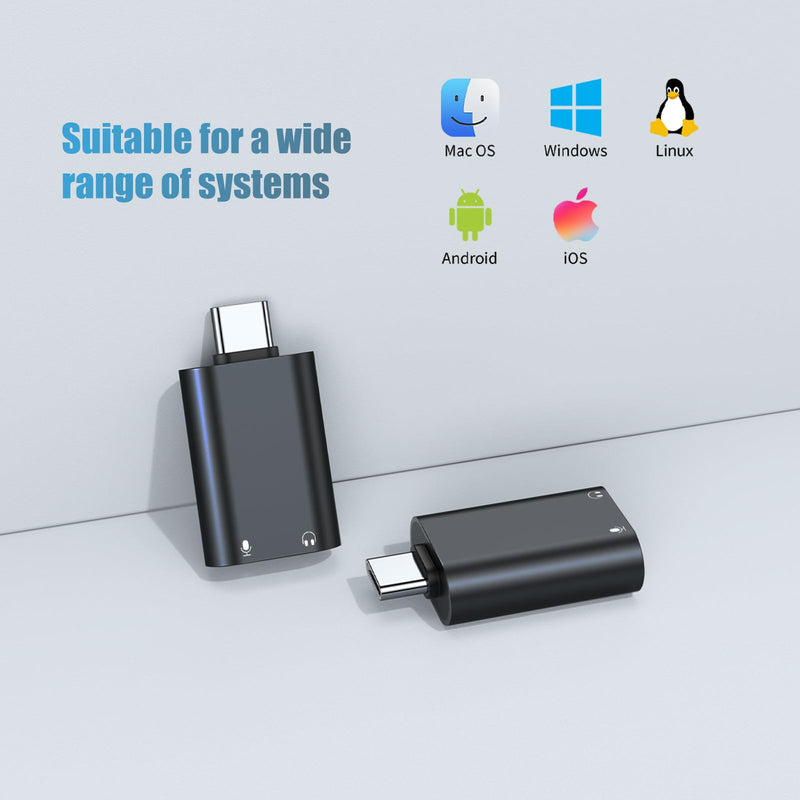 USB C to 3.5mm Audio Adapter - Type C to Aux Adapter for PS4/PS5/Headphones/Mac/Linux/Laptops/Desktop/Docking Stations