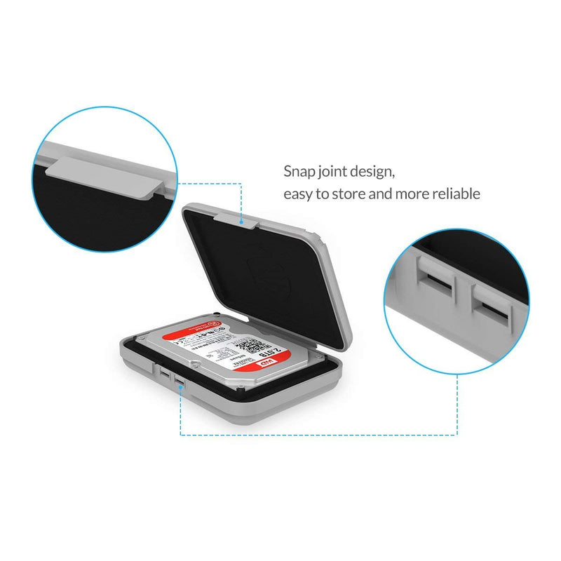 ORICO External Hard Drive Case for 3.5 Inch HDD/SSD 5 Packs Portable Hard Drive Carrying Protective Storage Box Anti-Static and Shockproof -PHX5S Grey