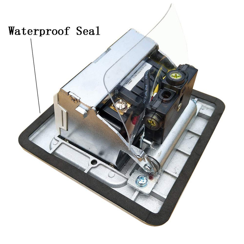 Pop Up Floor Electrical Outlet Kitchen Countertop Waterproof Sockets Pop Out Receptacle Stainless Steel Box Silver Cover with USB Chargers