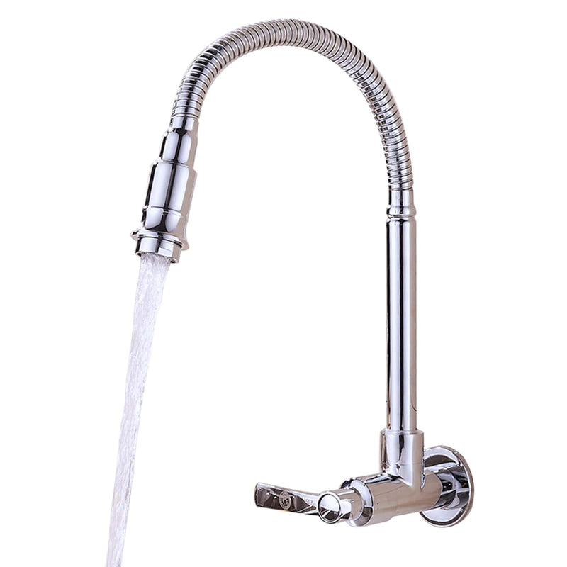 Kitchen Sink Faucets 360 Rotatable Single Lever Stainless Steel Wall-Mounted Kitchen Tap Ktichen Faucet Chrome Finished