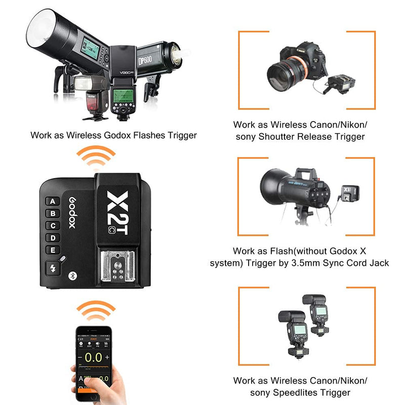 GODOX X2T-C TTL Trigger Flash for Canon EOS Cameras 1/8000s HSS TTL Manual Function Trigger with Clean Cloth