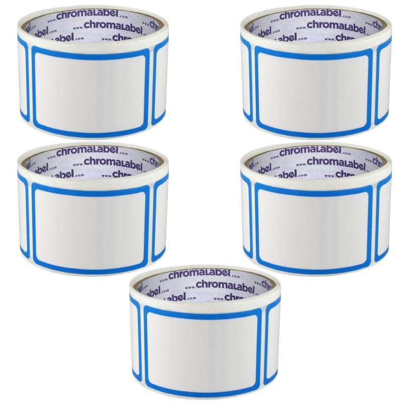 ChromaLabel 2 x 3 Inch Rectangular Dry Erase Labels, Easy Peel Off Label - 50 Labels Per Roll - Case of 5 2" x 3" Pack of 5 Without Protective Flap