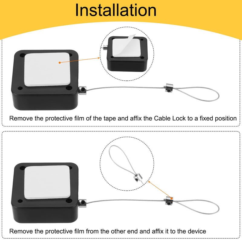 MECCANIXITY 4.9 ft Retractable Cable Lock with Latch Remote Control Security Lock with Adjustable Cord Tether Anti Theft for Laptop, TV, 600g, Black, 4 Pack 4.9ft