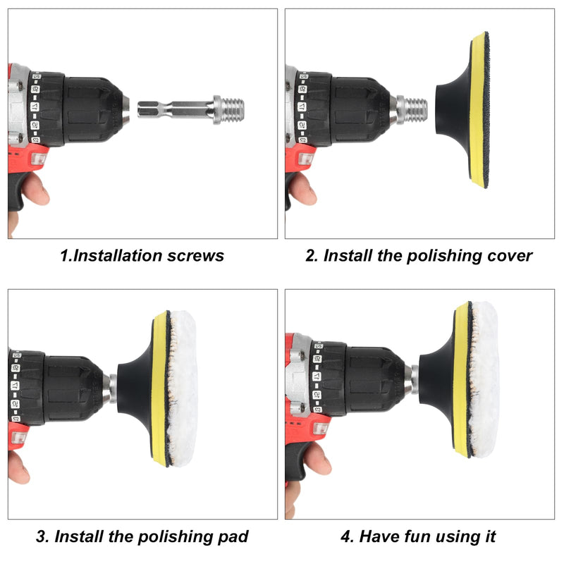Pack of 8 wool polishing attachments, angle grinders, car polishing discs, 80 mm Velcro car polishing cap, cordless screwdriver, lamb's wool cap, polishing sponge for polishing, sanding, waxing