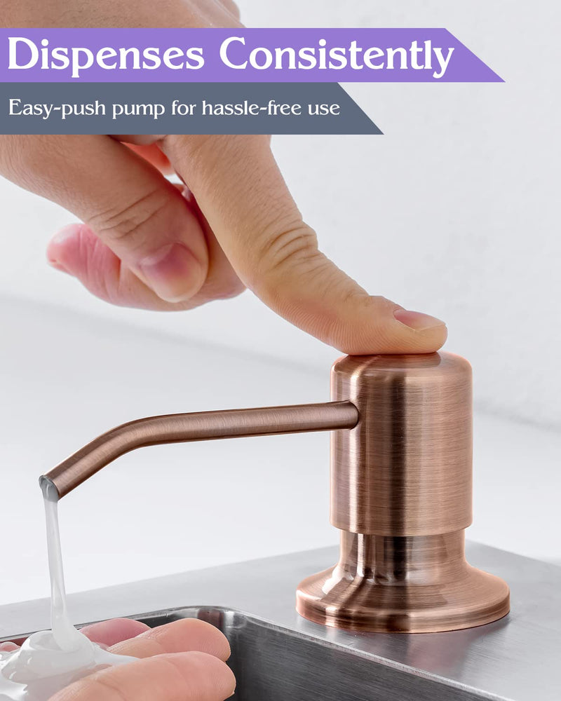 Soap Dispenser for Kitchen Sink, Built in, Stainless Steel (Copper), Pump Set Dish or Lotion, Refill from The Top,Kitchen CounterTop 17 OZ,Built-in Copper Bronze