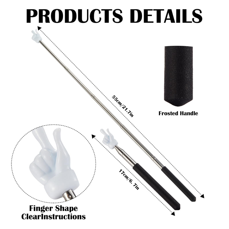 3 Pcs Telescopic Teachers Pointer for Classroom, Extendable Hand Pointer Finger Pointer Stick, Mini Retractable Pointing Stick for Elementary School Kindergarten Teacher, Black 3 packs of black