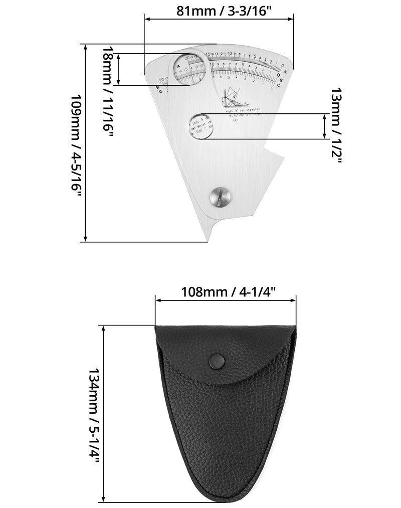 QWORK welding gauge, stainless steel fan-shaped welding gauge 0.1mm precision