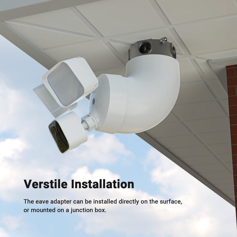 Holicfun Eave Mount for Ring Floodlight Cam Wired Plus/Pro, Ring Smart Lighting Floodlight Wired, Blink Wired Floodlight Camera, Wyze Floodlight Camera v2/Pro, and Roku Floodlight Camera - White