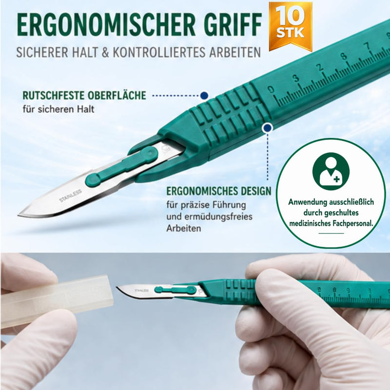 Disposable Scalpel No.23 - 10 in a Pack - Sterile, Stainless Steel Blade, Plastic Handle, Individually Wrapped - Medical Disposable Surgical Cutlery | Heinz Herenz medical supplies