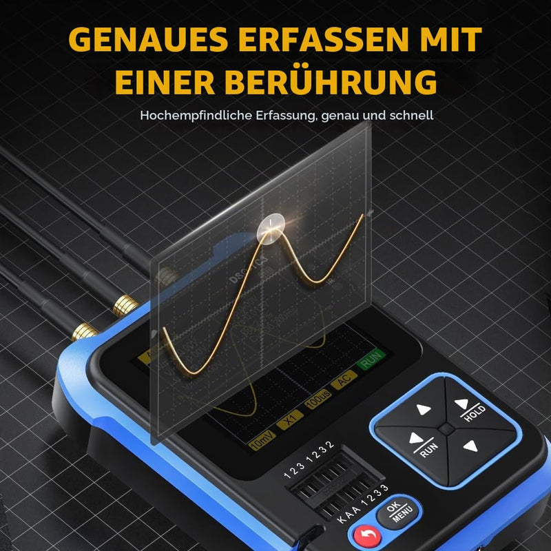 DollaTek DSO TC3 Digital Oscilloscope, 3-in-1 Handheld Oscilloscope, Transistor Tester, LCR Table USB Resistance Tests, Capacity and with 2.4 Inch HD Color Screen, PWM Rectangular Output Signal Generator