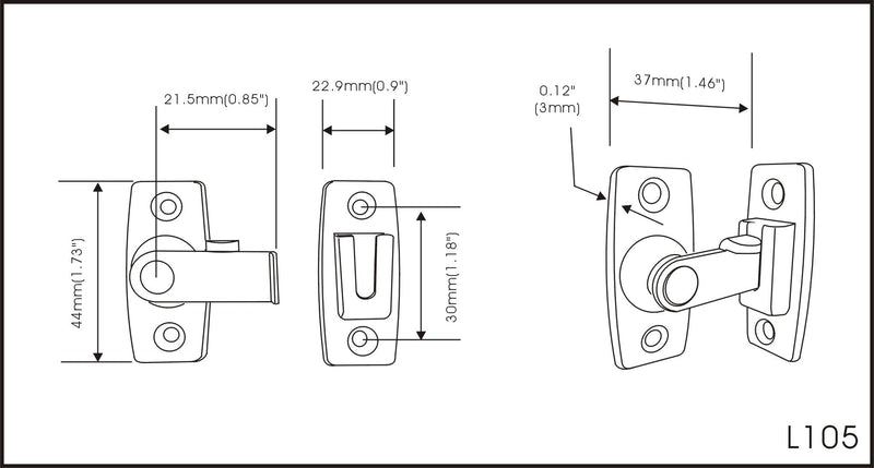 QCAA Heavy Forged Solid Brass Door Latch, 90 Degree Right Angle Door Latch Buckle for Doors & Windows, Small, 1.75", Satin Chrome, 2 Pack, Made in Taiwan Satin Chrome-1.75"