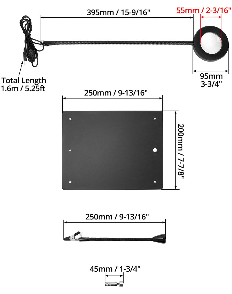 QWORK® Third Hand Soldering, with 6X LED Magnifying Lamp, 4 Soldering Helping Arms, 4 PCB Columns
