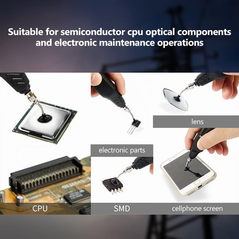 Vacuum Suction Pen, Manual Solder Sucker, Suction Pick Up Tool, Solder Pick Up Tools Set with 2 Tips and 6 Suction Cups for IC SMD SMT Precision Small Electronic Components
