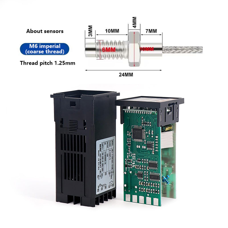WANGCL Digital PID Controller Intelligent Thermostat with 25A SSR Relay Type K Thermocouple for Electric Power Chemical Industry Holding Tanks Ovens - 0-1300℃