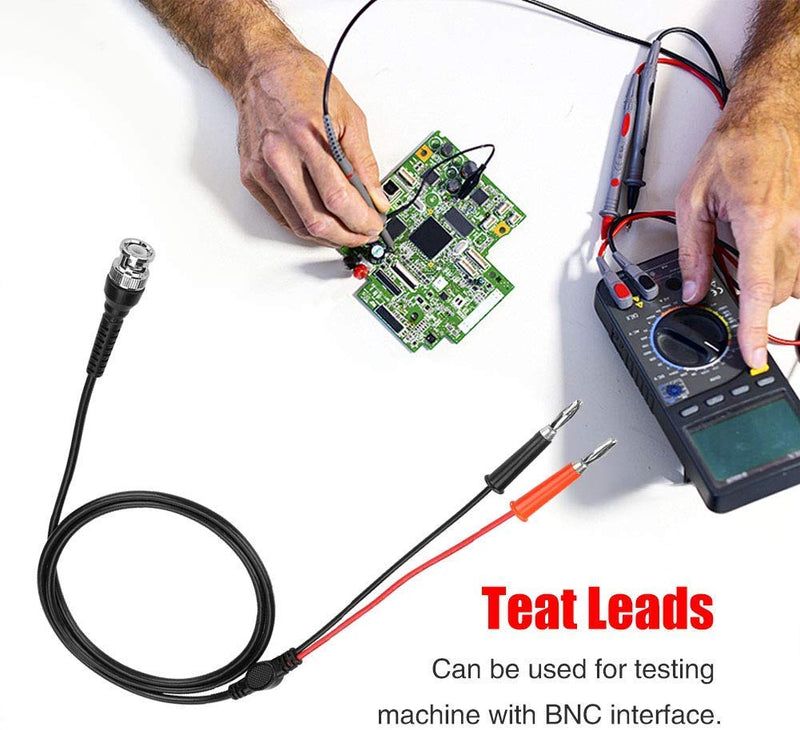 Walfront Banana Plug Cable, 50Ω 2 Pieces 42.5 Inch BNC to Dual Banana Plug Banana Plug Connector Test Leads