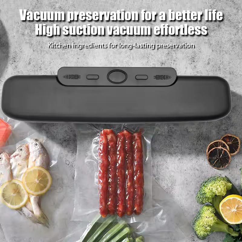 Vacuum Sealer, Automatic Food Vacuum Sealer Machine One-Touch Vacuum Sealing for Dry & Moist Food Preservation, Compact Vacuum Packer Machine Black