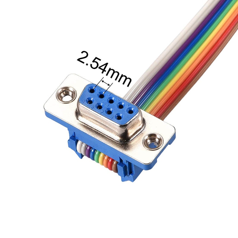 uxcell IDC Rainbow Wire Flat Ribbon Cable DB9 Female to DB9 Female Connector 2.54mm Pitch 11.8inch Length