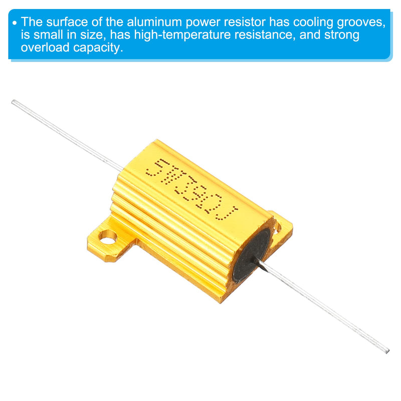 PATIKIL Pack of 2 5W 39 Ohm Aluminum Case Resistor Housing Wire Resistors Screw Tap Power Resistor Gold Tone