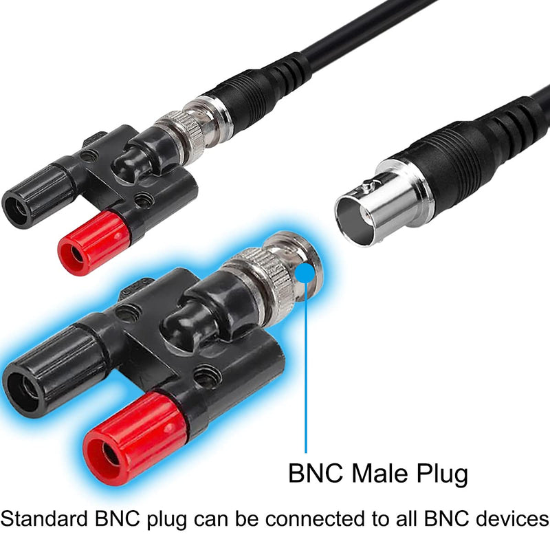 BNC Male to 4 mm Banana Socket Oscilloscope Adapter, 2 Pieces Oscilloscope BNC Male to Dual 4 mm Banana Female, 2 Pieces BNC Female to Dual 4 mm Banana Socket