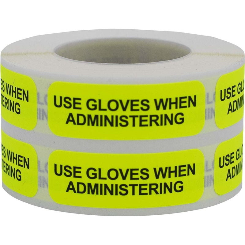 Use Gloves When Administering Veterinary Medical Healthcare Labels .5 x 1.5 Inch 500 Total Stickers 0.5 x 1.5 Inch