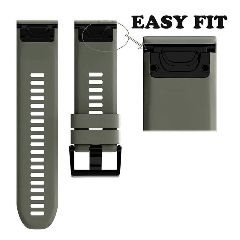 NotoCity Compatible Fenix 5X Band 26mm Width Soft Silicone Watch Strap for Fenix 8 51mm/Fenix 6X/Fenix 7X/Fenix 5X Plus/Fenix 6X Pro/Fenix 3/Fenix 3 HR/Tactix/Descent MK1/D2 Delta PX-Army Green Army Green