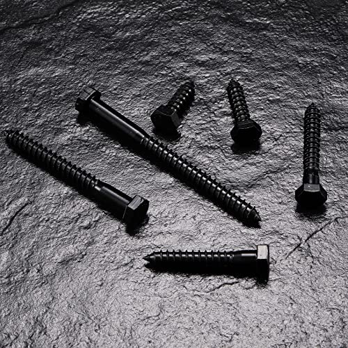 1/2" x 2" Hex Head Lag Screws Bolts 20Pcs 304 Stainless Steel 18-8, Partial Thread, Hexagon Head Wood Screws by Black Oxide by SG TZH 20 1/2" x 2"