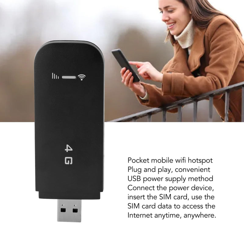 Generic 4G LTE USB Portable WiFi Router, Plug and Play 4G USB Portable WiFi WPA WPA2 WiFi Encryption with SIM Card Slot for Laptops (Black), Generictuobsvfkya-11