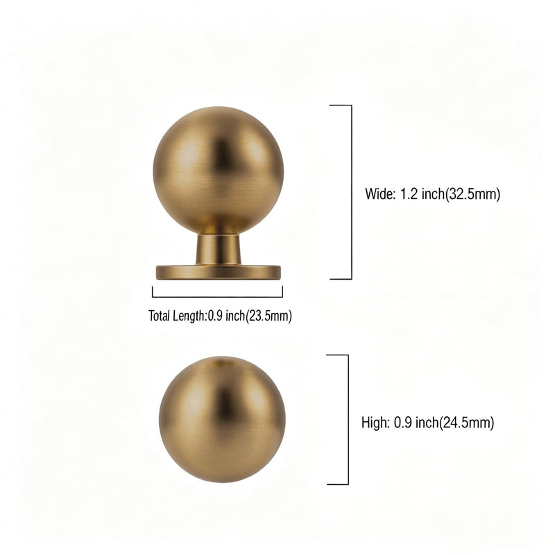 FILTA 10 Pack 1Inch(27mm) Diameter Round Solid Ball Champagne Bronze Cabinet Knobs Drawer Pulls Cabinet Hardware for Kitchen Cabinets and Bathroom Cabinets Single Hole Knob
