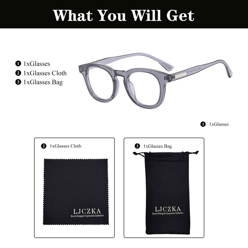 Blue Light Blocking Glasses for Men Women Retro Small Round Frame Computer Eyeglasses Anti Eyestrain Clear Frame Cleargreyclear