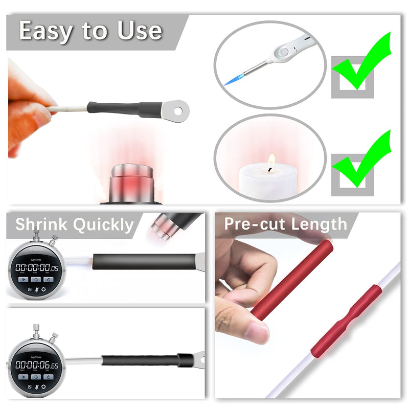 Pointool Wire Heat Shrink Tubing-280Pcs 3:1 Heat Shrink Tubing Kit Wire Shrink Wrap Electrical Waterproof Automotive Marine Heat Shrink Tubing Assortment with Adhesive for Wires, Black&Red Multisize 280pcs | Black Red Kit