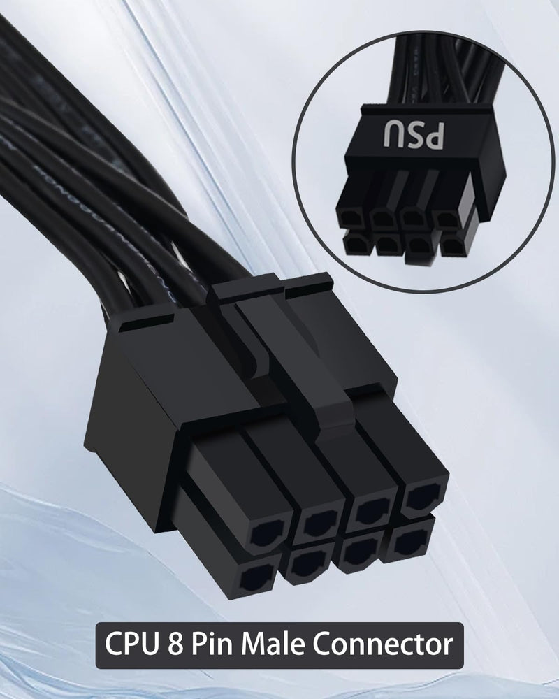 COMeap CPU Cable for Corsair PSUs, CPU 8 Pin Male to Dual CPU 8 Pin (4+4 Detachable) Male EPS-12V Motherboard Power Adapter for Thermaltake ARESGAME Power Supply 27-inch(69cm) 27 inches(69cm)