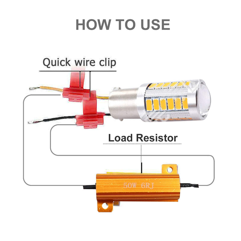 8-Pack 50W 6Ohm LED Load Resistors, Automotive Replacement Resistors for Flickering LED Turn Signal Light & LED License Plate Lights & DRL