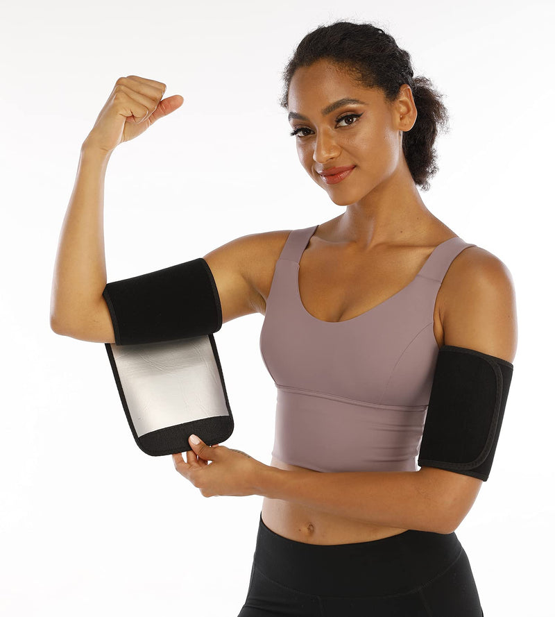 Sauna Arm Trimmer Bands arm Sweat Bands for Women Weight Loss Arm Shaper Wraps for Workout arm Bands for Flabby arm Black