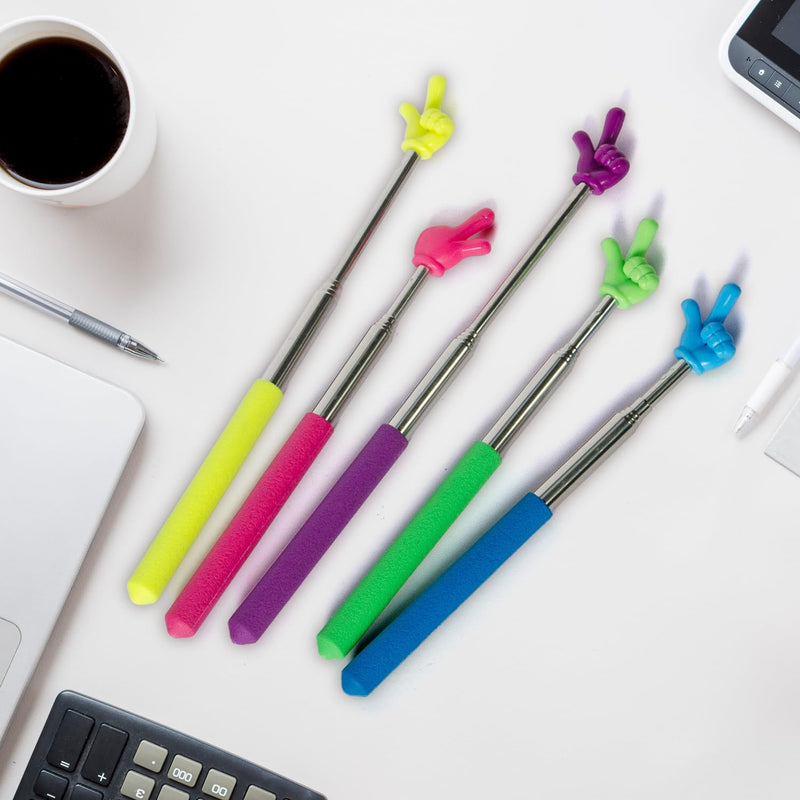 5 Pcs Retractable Teacher Pointer Sticks - Hand Pointer Stick, Engaging Colors, Finger Pointing Sticks for Classroom Essentials Reading and Presentations (5 Pack :Dark) 5 Pack :Dark