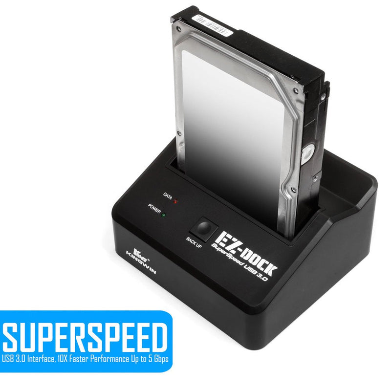 Kingwin USB 3.0 to SSD/SATA Hard Drive Docking Station. Compatible w/ 2.5”/3.5” Inch SATA HDD/SSD (SATA I/II/III) Performance. [Hot Swap Function] Tool-Free Design, 5Gbps Speed & Support UASP