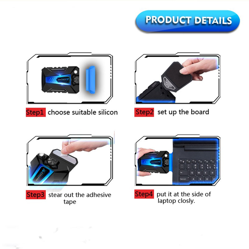 Laptop Cooler ERYUE Cool Cold Portable Low Noise Silent USB Air Extracting Laptop Notebook Cooler Cooling Fan Radiator with Vacuum Fan Four Sleeves for Gaming Daily Use