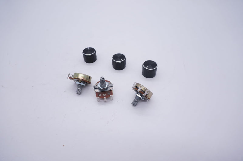 Taiss/3pcs 10k ohm Potentiometer Single Turn Rotary Linear Variable Potentiometer + 3pcs black aluminum alloy knob WH138