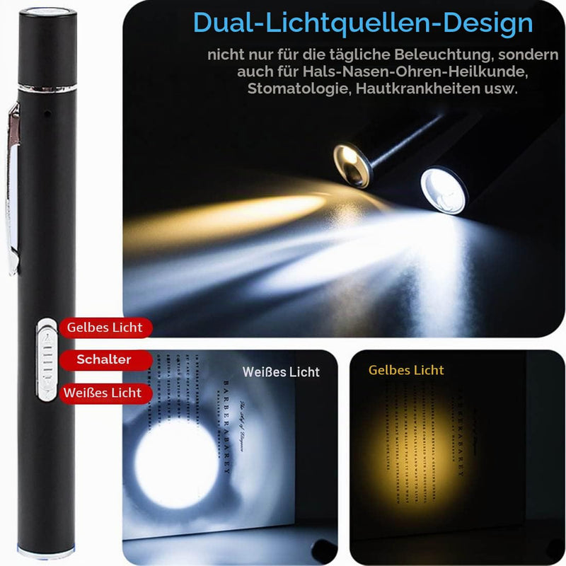 LEKIA Diagnostic Light Pupil Light Medical Pack of 2 Rechargeable USB Diagnostic LED Pen Lamp Doctors Nurse Accessories Medical Lamp Pen Light with 2 Light Sources Pocket Clip m