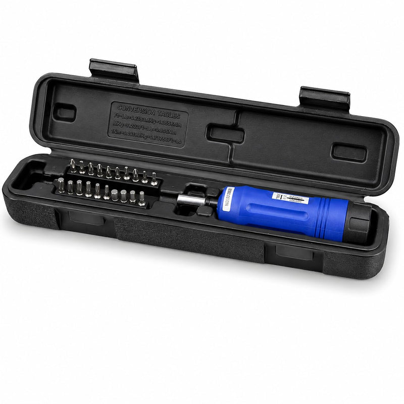 Stark USA 21pcs Adjustable Torque Screwdriver 1/4" inch Drive with Inch/Pounds Precision Measurement Shank 10-50 in/lb Bits Set & Storage Case Torque Screwdriver Kit