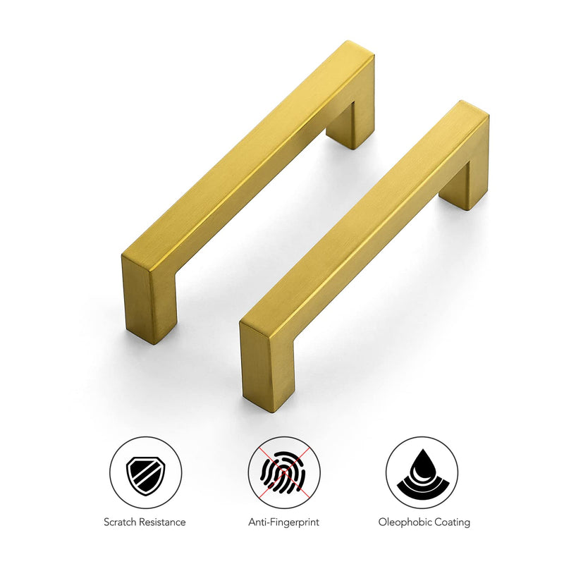 Ravinte 12 Pack 4 Inch Square Kitchen Cabinet Handles Cabinet Pulls Brushed Brass Drawer Pulls Kitchen Cupboard Hardware Handles for Cupboard Dresser Drawers Brushed Gold