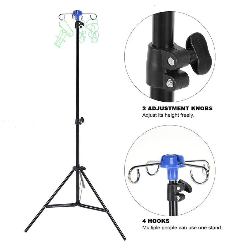 Infusion Stand, 4 Hooks Portable IV Stand Medical, Durable Retractable Infusion Stand, Foldable Infusion Stand Drip Bag Stand for Elderly Care Home, Hospitals and Clinics
