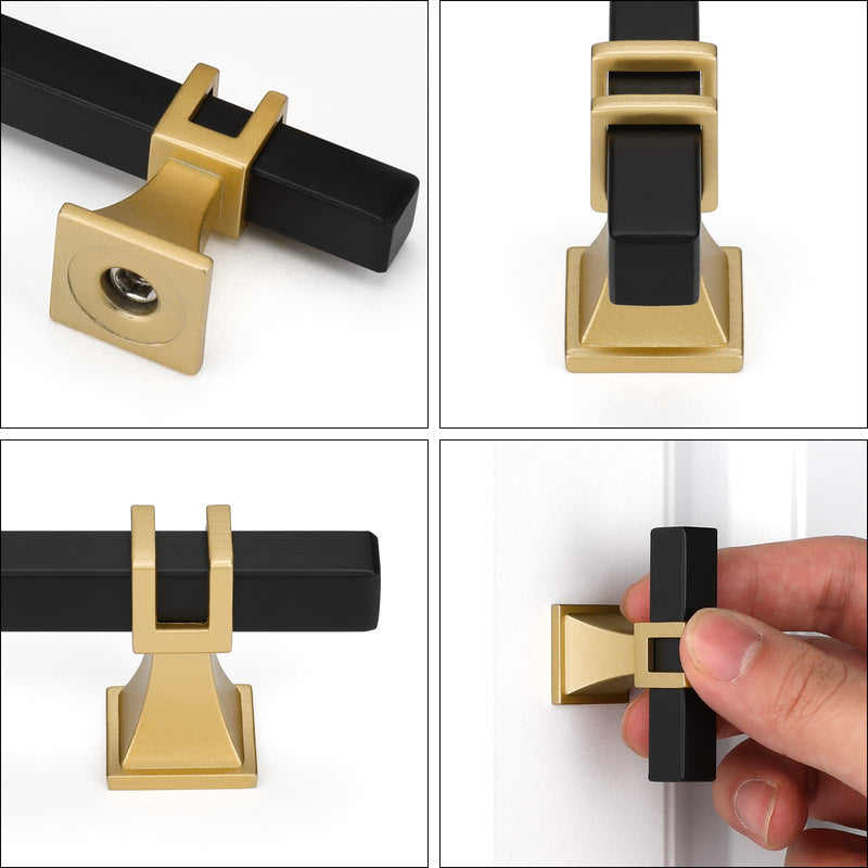 Goldenwarm 10 Pack Black and Gold Cabinet Knobs Zinc Alloy Matte Black and Gold Cabinet Knobs Dresser Drawer Hardware Kitchen Drawer Hardware Single Hole Black & Matte Gold