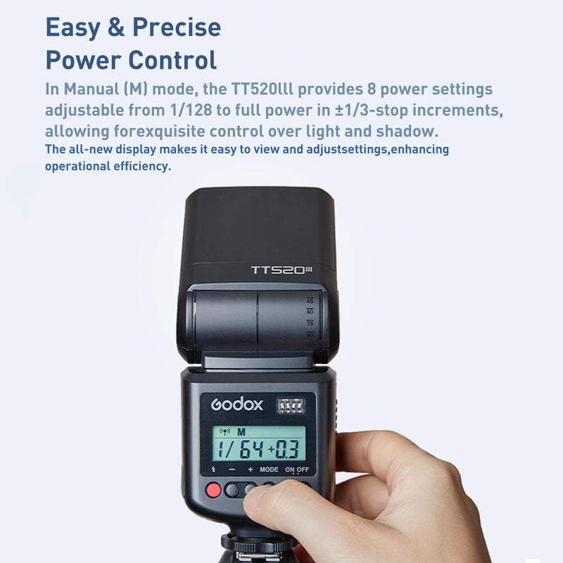 Godox TT520III Universal Hot Shoe Flash - Manual Flash with RT-16 Wireless Transmitter,Compatible for Canon Nikon Sony Pentax Olympus Fuji Panasonic Camera(GODOX TT520II Upgraded Version)